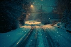 Enchanted winter railroad at night Product Image 1