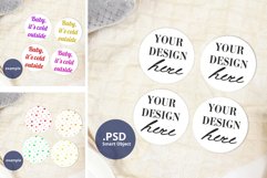 Four Round Coasters Mockup on a Neutral Background PSD & PNG Product Image 1