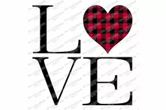 LOVE with Heart - Sign - Shirt - Buffalo Check - SVG PNG JPG Product Image 3