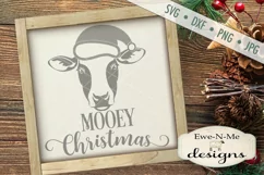 Mooey Christmas Cow With Santa Hat SVG DXF Files Product Image 1