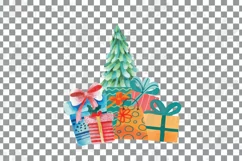 Watercolor Christmas truck clip art. Retro trucks decoration Product Image 22