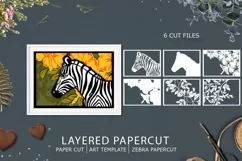 Africa Layered papercut| Animal paper cut| Flowers and Zebra Product Image 1