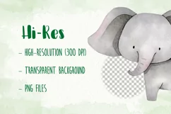 Watercolor Safari Baby Animals Clipart Graphics Product Image 5