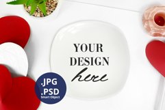 Valentine's Day Rounded Square Plate Mockup PSD, full wrap Product Image 2