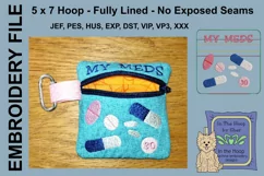 My Meds Zipper Bag / Fully Lined, 4X4 HOOP Product Image 2