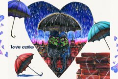 Love clipart, Cat clipart, watercolor cat clipart, Digital Product Image 2