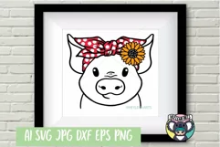 Pig with Bandana svg, Files for Cricut, Cut File, dxf png Product Image 1