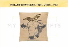 Cow With Leopard Print Bandana or Scarf Print PNG Product Image 2