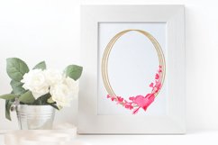 Watercolor frame clipart golden frame pink leaf gold frame Product Image 3