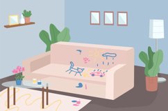 Messy living room flat color vector illustration Product Image 1