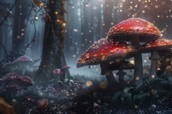 Enchanting Fly Agaric Mushrooms Background Wallpaper Product Image 1