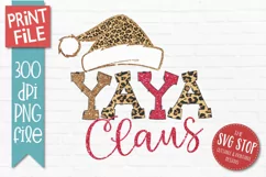 Yaya Claus Sublimation PNG | Family Christmas T-shirt Product Image 1