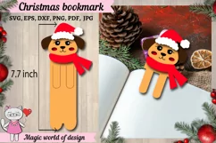 Christmas bookmark dog wearing a santa hat Template svg Product Image 1