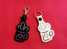 ITH Artful Tea Vinyl Key Fob or Bag Tag - Snap Tab Machine Embroidery Product Image 4