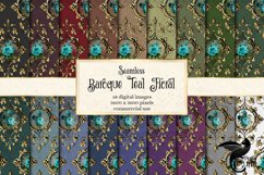 Baroque Teal Floral Digital Paper Product Image 1