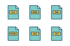 Set Of File Formats Icons Product Image 1