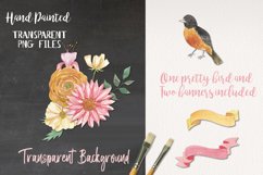 19 Spring Floral Blooms Clipart Watercolor Elements Bird Product Image 3