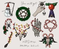 Creepmas clipart, Alternative dark Christmas Product Image 2