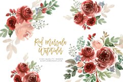 Marsala Watercolor Clipart Flowers, Flower Clipart Wedding Product Image 1
