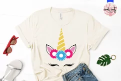 Floral Unicorn Face - Unicorn SVG EPS DXF PNG Product Image 2