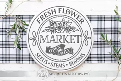 Fresh Flower Market SVG | Round Farmhouse Sign SVG | dxf Product Image 1