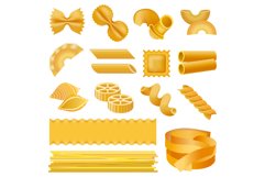 Fusilli pasta penne mockup set, realistic style Product Image 1