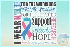 I WEAR Pink Blue Teal Thyroid Cancer Promote Awareness SVG Product Image 3
