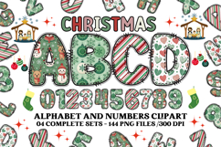 Christmas Alphabet png clipart, christmas letters doodle Product Image 1