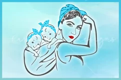 Rosie The Riveter Mom of Twin Girls SVG Product Image 2