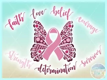 Breast Cancer Ribbon Butterfly Awareness SVG Product Image 3