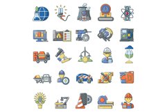 Combustible material icons set, cartoon style Product Image 1