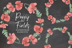 Poppy Watercolor Wreaths Poppies Red Flower Garlands Border Product Image 1