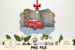 Peach and joy Christmas trees truck PNG file, sublimation Product Image 2