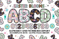 Easter Blooms Alphabet &amp; Numbers Clipart PNG Set Product Image 1