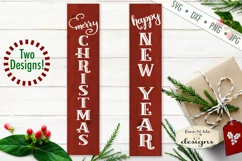 Merry Christmas - Happy New Year - Vertical Porch Sign SVG Product Image 1