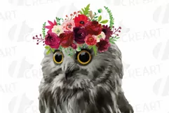 Watercolor baby owl with floral crown baby shower clip art Product Image 2