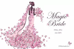 Fairy Wedding Invitation Bride in floral dress & butterfly Product Image 1