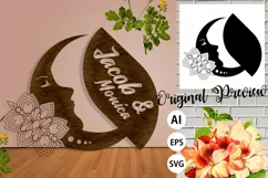 Floral Lady Moon Face Paper Cut SVG, AI, EPS Product Image 1
