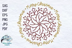 Merry Christmas Poinsettia SVG | Round Christmas SVG Product Image 2