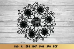 Floral Mandala SVG | Sunflower SVG Mandala Design Product Image 1