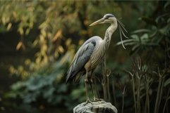 Majestic heron standing amidst verdant foliage Product Image 1