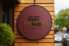 rounded Sign Board Mockup on Building Wall Product Image 1