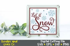 Let it Snow Glass Block - Christmas SVG - EPS - DXF - PNG Product Image 1
