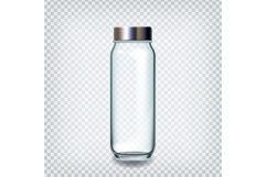 Glass Bottle Closed By Silver Cap For Water Vector Product Image 1