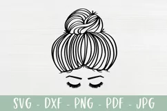 Messy Bun SVG | Girl With Eyelashes SVG | Hair SVG Product Image 1
