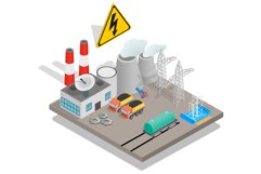 Power unit concept banner, isometric style Product Image 1