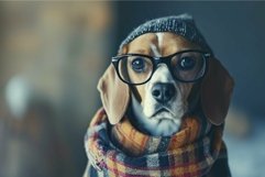 Intelligent Beagle wearing glasses. Generate Ai Product Image 1