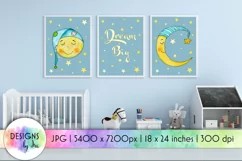 Sleeping Moon Nursery Art | Set of 3 Prints | Dream Big Product Image 1