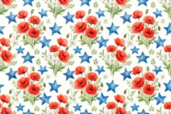 Watercolor seamless pattern Memorial Day Patriotic Product Image 1