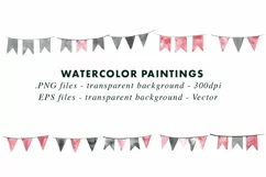 Watercolour Baby Girl Party Banner Clipart Illustrations Product Image 2